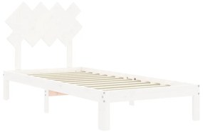 Giroletto con testiera bianco 90x200 cm in legno massello