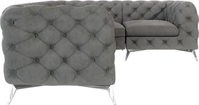 Divano angolare grigio (con penisola a destra/a L) con rivestimento in velluto Chelsea – Ropez