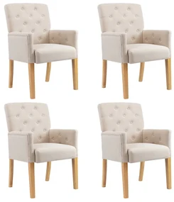Sedie Da Pranzo Con Braccioli 4 Pz Beige İn Tessuto /