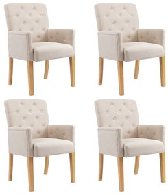 Sedie Da Pranzo Con Braccioli 4 Pz Beige İn Tessuto /