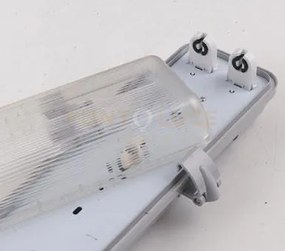 Plafoniera stagna led atlantic silver 2 luci attacco t8 ip65 129x11...