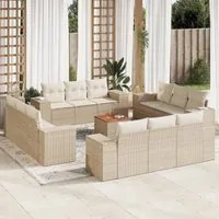 Set Divano da Giardino 13 pz con Cuscini Beige in Polyrattan 3225379