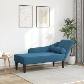 Chaise Longue Con Cuscini Blu İn Velluto /