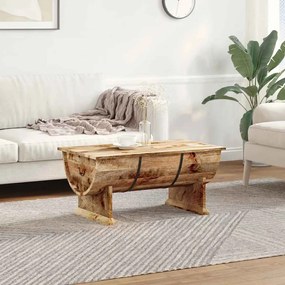 Tavolino Da Salotto İn Legno Massello Di Mango 88x50x40 Cm /