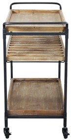 CARTY - carrello con ruote industrial in legno e acciaio