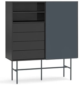 Cassettiera alta nero-antracite con ante scorrevoli 120x140 cm Nube - Teulat