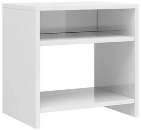 Comodini 2 pz Bianco Lucido 40x30x40 cm in Legno Multistrato