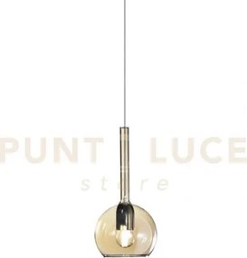 Lampadario a sospensione vetro 1555 piccolo ambra 1 luce attacco e2...
