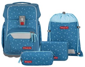 Zaino scuola Step by Step BASIS, Blue Hearts - set 4 pezzi