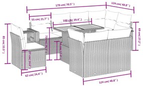 Set Divani da Giardino 9 pz con Cuscini Nero in Polyrattan