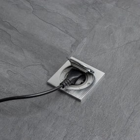 Brilagi - Presa a pavimento da incasso per esterno IP55 cromo opaco quadrato