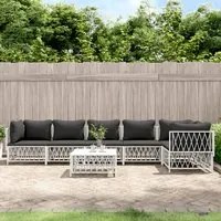 Set Divani da Giardino 7 pz con Cuscini in Acciaio Bianco 3186878