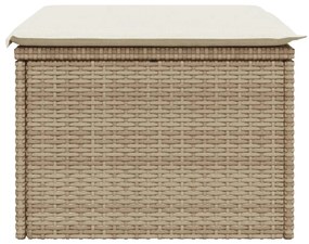 Sgabello giardino con cuscino beige 55x55x37 cm in polyrattan