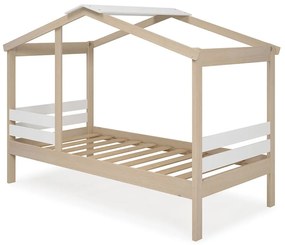 Letto bianco/naturale in pino 90x190 cm Angel - Marckeric