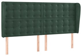 Testiera ad orecchio verde scuro 163x23x118/128cm in velluto