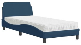 Letto con materasso blu 90x200 cm in tessuto