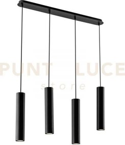 Lampadario a sospensione fluke tonda nera 4 luci attacco gu10 68x7x...