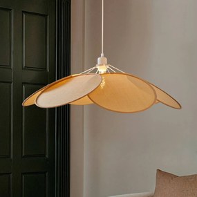 Lampada a sospensione Astraia Lindby, dimmerabile, Crema / Ambra, Soggiorno / Sala da pranzo, Tessuto / Stoffa / Seta, Campagna / Rustiche, Lampada a sospensione