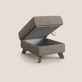 Moon Pouf contenitore e piedini alti in tessuto morbido ad intreccio soft-touch impermeabile T06 marrone