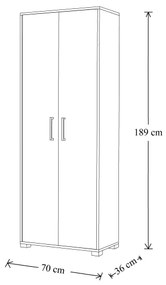 Scarpiera 2 ante grande in legno nobilitato con ripiani H 189 cm Larice Grigio