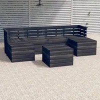 Set Divani da Giardino su Pallet 7 pz Legno Pino Grigio Scuro cod mxl 36255