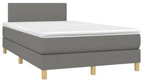 Letto a molle materasso e led grigio scuro 120x200cm in tessuto