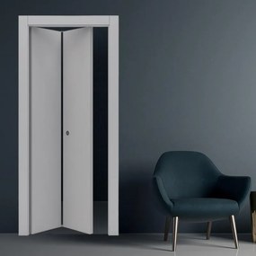 Porta interna pieghevole a libro simmetrica Smoke in legno colore grigio, L 80 x H 210 cm, apertura a destra