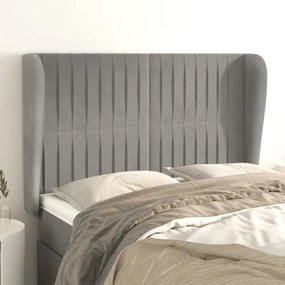 Testiera Ad Orecchio Grigio Chiaro 147x23x118/128 Cm İn Velluto /