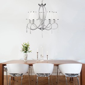 Lampadario Contemporaneo Semplicità Acciaio Cromo Vetro 5 Luci E14