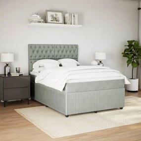 Giroletto a molle con materasso grigio chiaro 160x200cm velluto