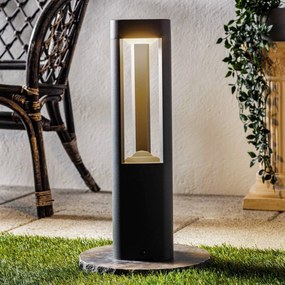 Lucande lampioncino LED Pirron, 50 cm, triangolare, IP54 Pirron, Nero, Alluminio, Moderno, Lampada LED da esterni