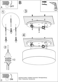 Plafoniera Tonda in PVC da Soffitto 3xE27 ARENA 45 Bianca da interno