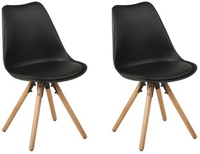 Set di 2 sedie in plastica nera e legno chiaro DAKOTA Beliani