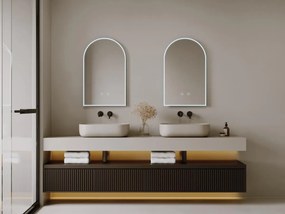 Specchio per bagno ovale ad arco - Antiappannante - a LED - L50 x H80 cm - ARCADI