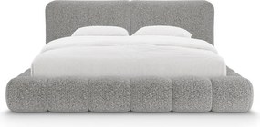 Letto matrimoniale imbottito grigio con contenitore con rete inclusa 200x200 cm Solange – Micadoni