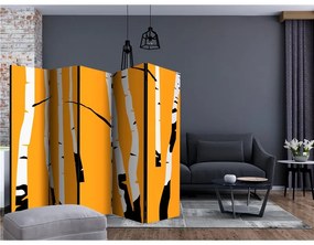 Paravento  Birches on the orange background II [Room Dividers]  Colore Giallo, Dimensioni e Misure 225x172