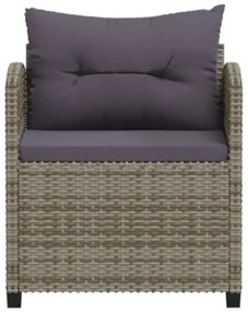 Set Divani da Giardino 3 pz con Cuscini in Polyrattan Grigio