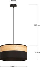 Lampadario a sospensione ALBA con cavo, 1x E27/15W/230V, Ø 40 cm, nero/marrone