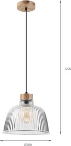 Lampadario a cavo ASTA 1xE27/60W/230V Ø 28 cm rovere