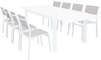 DAVID - set tavolo da giardino con sedie rettangolare allungabile 160/240x90 Posti: 8, Colore: Bianco