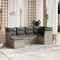 Set Divano da Giardino 6pz con Cuscini Grigio Chiaro Polyrattan 3263178