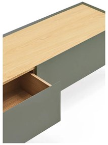 Tavolo TV in legno di rovere di colore verde-naturale 180x45 cm Arista - Teulat