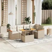 Set Divano da Giardino 6 pz con Cuscini Beige in Polyrattan 3273067