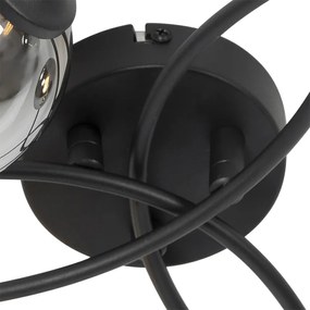 Plafoniera moderna nera 6 luci vetro fumé - ATHENAS