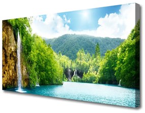 Quadro su tela Foresta Lago Natura montagne 100x50 cm