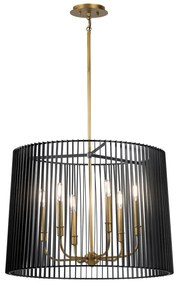 Lampadario Contemporaneo Linara Acciaio Nero Ottone Naturale Ottone 6 Luci E14