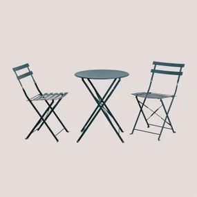 Set Da Tavolo Ø60 Cm E 2 Sedie Pieghevoli Sergey Verde Jungle - Sklum