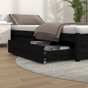 Cassetti per letto 2 pz in legno massello di pino nero