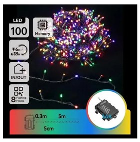 Aigostar - Catena luminosa a LED da esterno per Natale, 100 LED, 8 funzioni, 3xAA, 5,3 m, IP44, multicolore