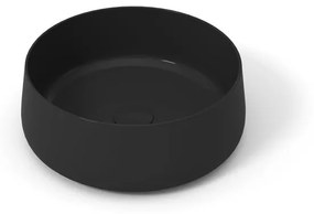 Lavabo da appoggio OLYMPIA CERAMICA tondo piletta non inclusa in ceramica nero piletta non inclusa